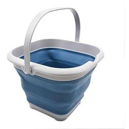 Sammart Collapsible Square Handy Bucket 8.5l (2.2 Gallon) Grey/steel Blue