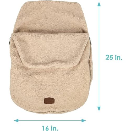 JJ Cole Bundle Me Winter Baby Car Seat Cover and Bunting Bag - Sherpa Lined Infant Car Seat and Baby Carrier Cover - Cozy Winter Baby Car Seat Covers - Original Shearling