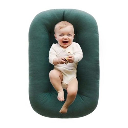 Baby Lounger - Baby Lounger for Newborn, Infant Lounger for Home and Travel, Soft Cotton, Newborn Babies Essentials Gifts Green