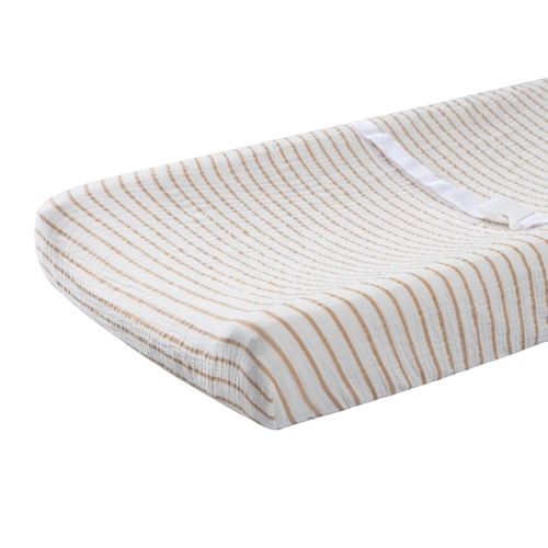 Meracorallo Muslin Changing Pad Cover, 100% Cotton Soft and Comfortable Changing Table Cover for Baby Boys and Girls, Neutral Stripe