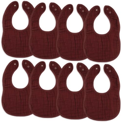 Muslin Cotton Baby Bibs, 8 Pack, Adjustable Size with Easy Snaps, Soft and Super Absorbent, Washable and Reusable By Comfy Cubs