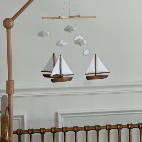 Canoe Baby Mobile, Hangs Over Crib - Brown