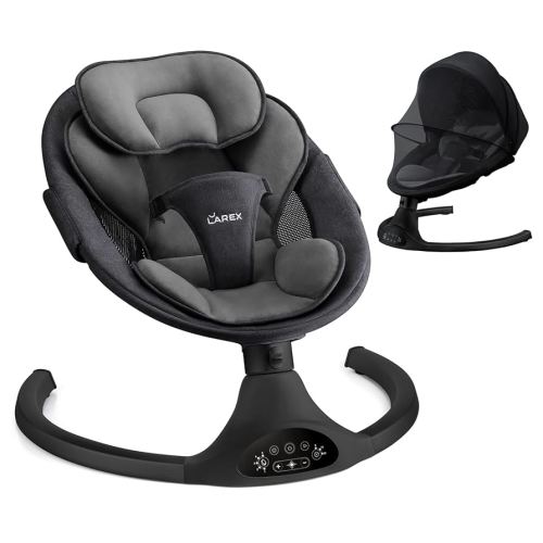 LAREX Baby Swing Infant Swing Electric Toddler Baby Rocker Portable for Newborn Boy Girl, 5 Sway Speeds with Remote Control, 10 Preset Melodies and Bluetooth, 0-6 Months Max 20 Lbs