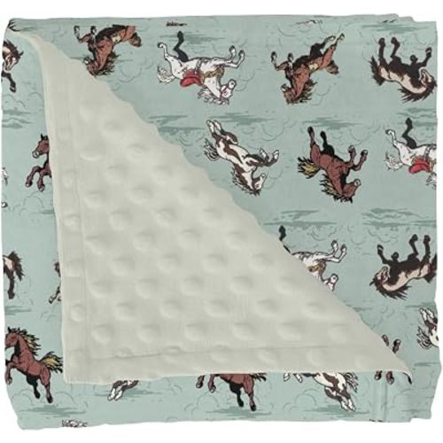 Vintage Wild Horses Baby Blankets for Girl Boy Running Horse Soft Mink Dotted Backing Double Layer Swaddle Receiving Blanket Wild Western Cowboy Animal Bed Throws for Newborn Toddler Crib 30x40