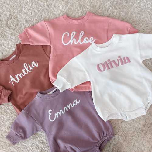 Personalized Name Bubble Romper Sweatshirt • Custom Baby Bodysuit • Baby Shower Gift