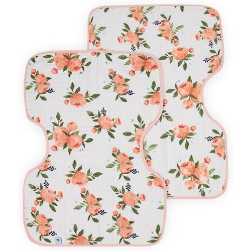 Little Unicorn Ultra-Absorbent Premium Burp Cloth 2 Pack | Soft on Baby's Skin | Larger Size | Ergonomic Design | Set of 2 (Watercolor Roses 2)