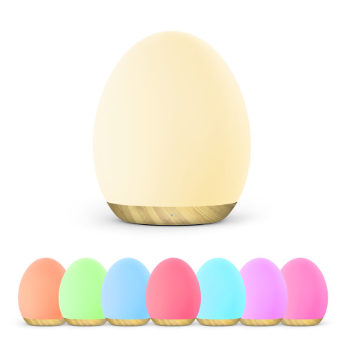 Night Light, Egg Light for Nursery with 7 RGB Colors Changeable & Stepless Dimming, Rechargeable Tap Light with 1h Timer & Touch Control, Portable Night Light for Babies BPA Free