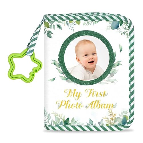 Baby's My First Family Album Soft Photo Cloth Book Eucalyptus My First Book of Photos Baby Memory Album Gift Holds 4x6 Pictures for Babies Newborn Toddler & Kids Baby Shower
