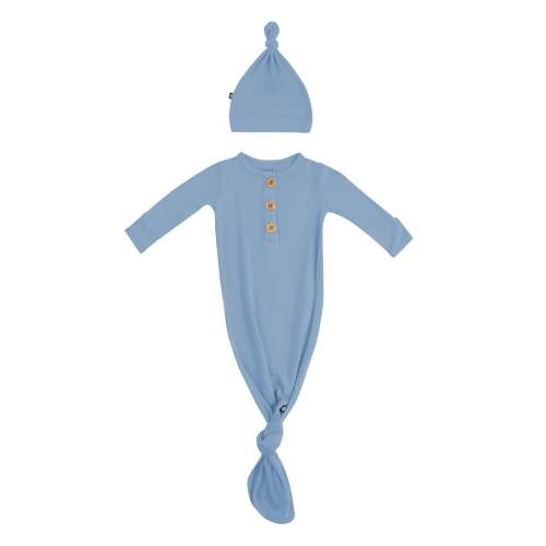 Knotted Gown with Hat Set in Slate | Kyte Baby