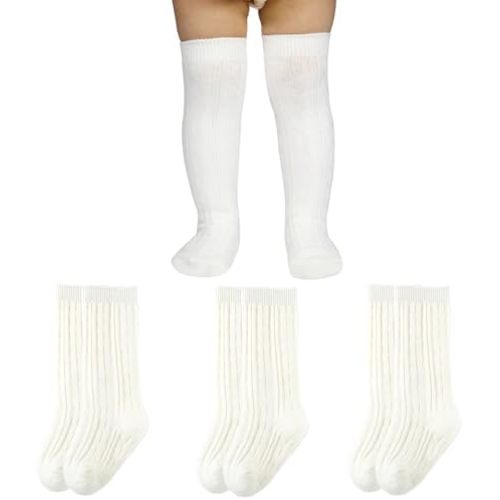 Baby Knee High Socks, Toddler Knee High Socks Newborn Little Boy Girl Knit Cotton Stockings 0-36 Months