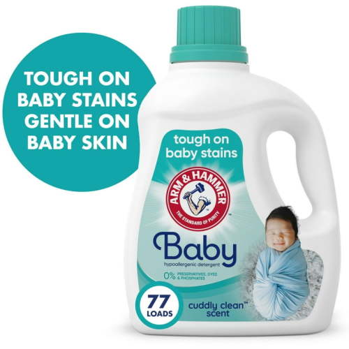 ARM & HAMMER Hypoallergenic Baby Liquid Laundry Detergent, 77 Loads, 100.5 fl oz for Sensitive Skin & Kids Clothes Wash