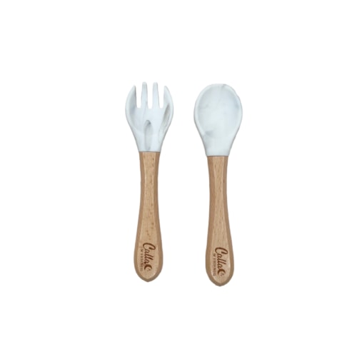 Silicone & Beechwood Toddler Utensil Set – Calla and Friends