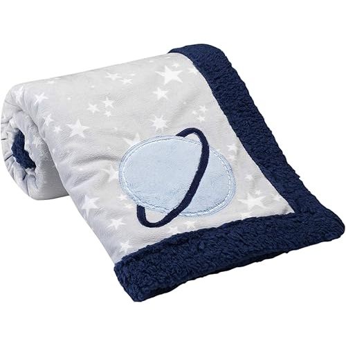 Lambs & Ivy Milky Way Baby Blanket - Blue, Gray, Modern, Celestial