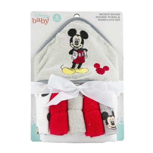 isney Mickey Mouse Hooded Towel 5 Washcloths, 6 Count