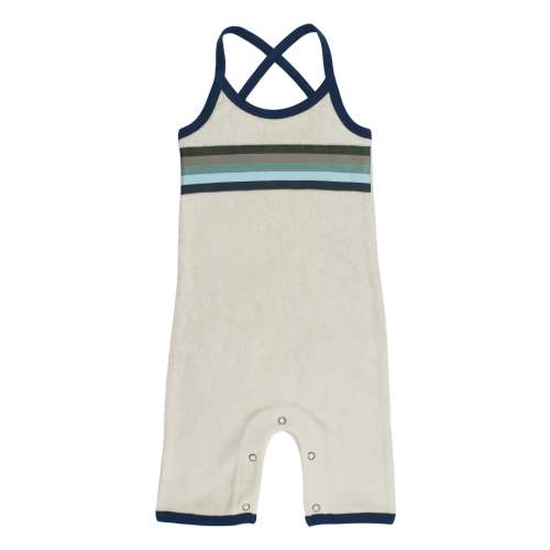 Organic Terry Cloth Overall Romper, Blues