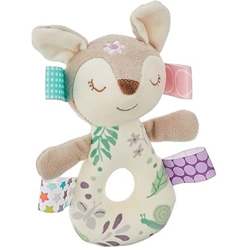Taggies Embroidered Soft Ring Rattle, Flora Fawn