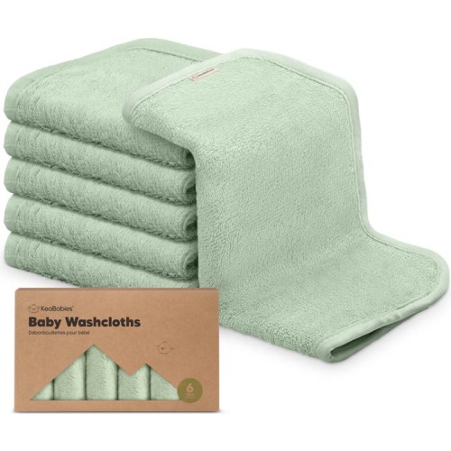 KeaBabies Deluxe Baby Washcloths, Pistachio