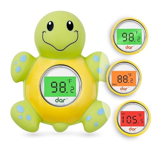 Baby Bath Thermometer,Water Temperature Thermometer with Fahrenheit and Celsius Display,Safety Floating Toy,Bath Tube Thermometer for Infant,Toddler,New Baby Essentials (Tortoise) - Green tortoise