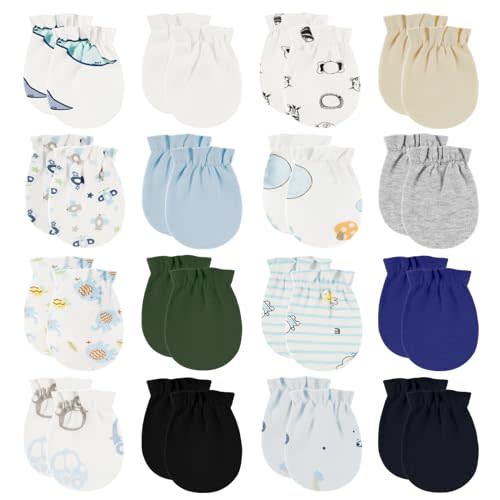 ONESING 16-20 Pairs Baby Mittens Newborn Mittens No Scratch 0-6 Months Warm Mittens for Newborn Baby Boys Girls
