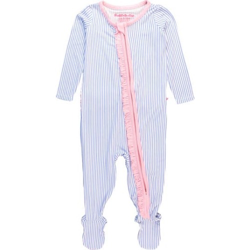 SoftSnooze Baby Girls Ruffle One Piece Footie Pajamas, 3-6M