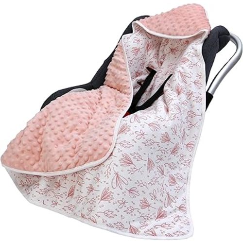 Miracle Baby Car Seat Swaddle Blanket, 2-in-1 Soft Cotton Carseat Wrap Blanket for Infant Car Seat & Stroller with Harness Holes for 3/5-Point Safety Harness, 35.4"x35.4"