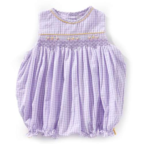 Petit Ami Baby Girls 3-9 Months Sleeveless Checked Smocked Romper