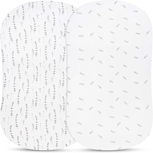 Bassinet Sheet Set 2 Pack - Baby Bassinet Sheets with 100% Jersey Cotton - Bassinet Sheets for Baby Girl and Boy (Bassinet, Forest Grey)