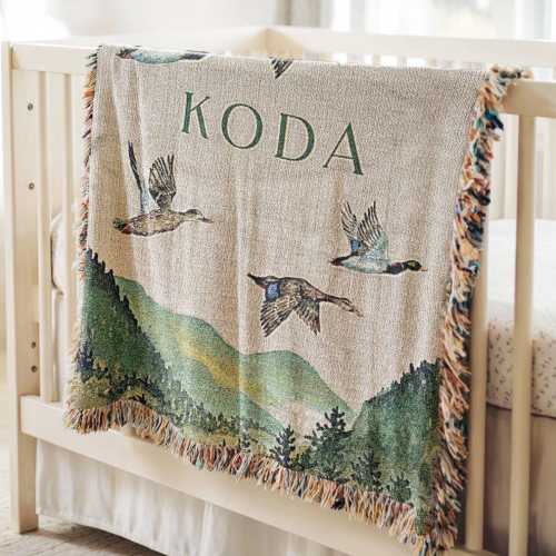 Custom Duck Baby Blanket Woodland Nursery Decor Baby Boy Blanket Gift Custom Baby Shower Gift Duck Hunting Nursery Bedding Boy Mallard Duck