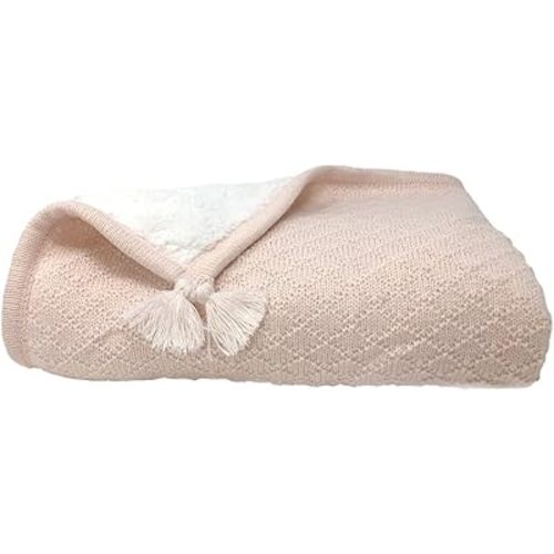 Knoten Cable Knit Sherpa Baby Blanket 30"x40" (Petal Pink)