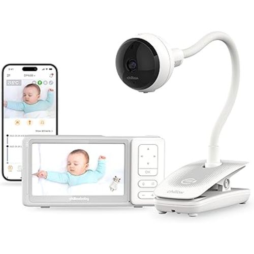 CHILLAX Giraffe Pro Portable Baby Monitor–Video Baby Monitor for Travel with Battery Base Stand,HD 1080p Camera and 5”Screen, Privacy Protection WiFi ON-Off Switch, Gooseneck Design, Night Vision