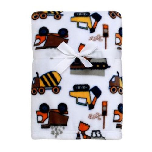 Baby Starters Construction Printed Single Ply Plush Baby Blanket