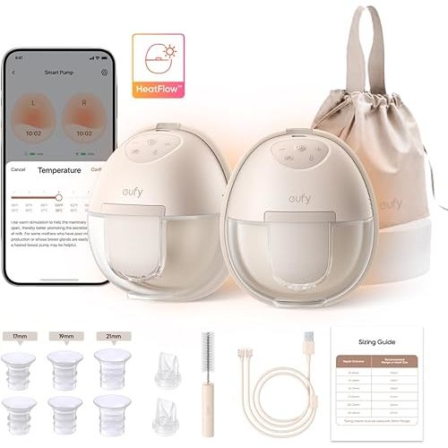 eufy Wearable Breast Pump, Electric Hands-Free Breast Pump with Heating Technology, App-Controlled Smart Rhythm, Hospital-Grade Suction, Leak-Proof and Ultra-Quiet, Upgraded