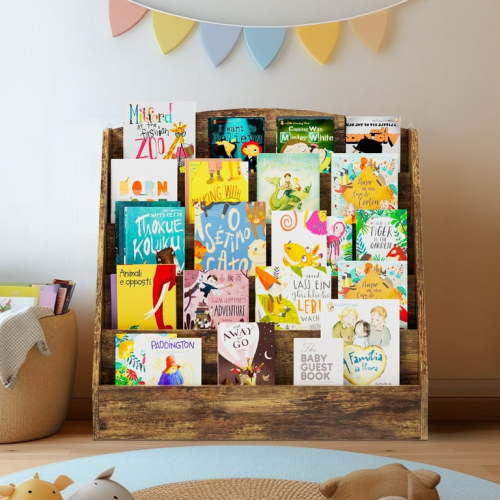 Masiis Kids Bookshelf 5-Tier Kids Bookcase for Rooms Brown Book Display Shelve Kid Book Shelves for Classroom, Kids Bedroom
