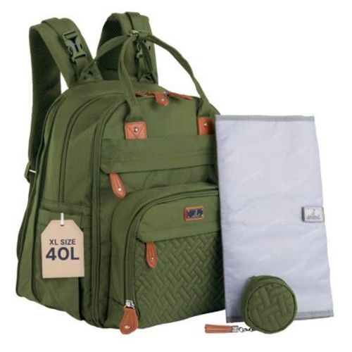 BabbleRoo Diaper Bag Backpack Stylish Hands-Free Baby Bag with Changing Pad, Stroller Straps & Water-Resistant
