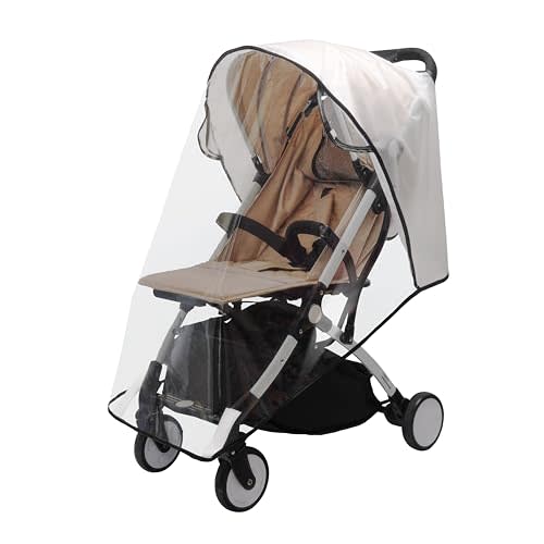 Bemece Baby Stroller Rain Cover, Universal Stroller Accessory - Waterproof Windproof Travel Weather Shield Thick & Durable Protect from Dust and Snow with Breathable Ventilation Mesh Clear Visibility