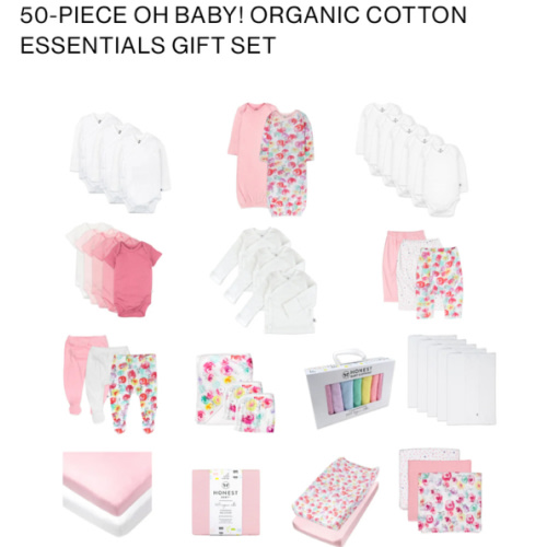 50-Piece OH BABY! Organic Cotton Essentials Gift Set | Honest Baby Clothing