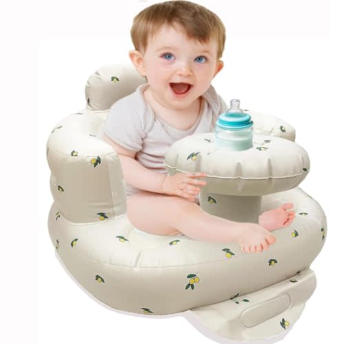Baby Inflatable Seat with Tray for Babies 3-36 Months, Built in Air Pump, Baby Support Seat Summer Toddler Chair for Sitting Up, Baby Shower Chair Floor Seater, Infant Back Support Sofa