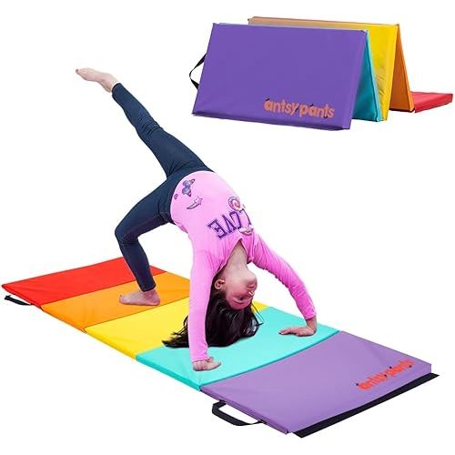 Tumbling Mat – Gymnastics Mat, Easy to Clean, Sturdy, Foldable Tumbling Mat for Kids, Padded, Portable, Carrying Handle, Gymnastics Equipment for Activity Play
