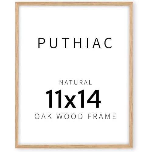 puthiac 11x14 Oak Wood Picture Frame - Minimalist 11x14 Poster Frame, 11"x14" Frame Wood, Natural Solid Wooden Picture Frames for Wall Art Photo and Prints(1 Pack, Beige)