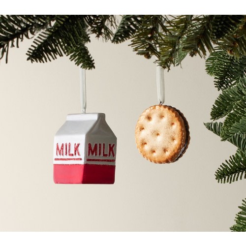 Shatterproof Mercury Milk and Cookies Ornaments, Set of 2