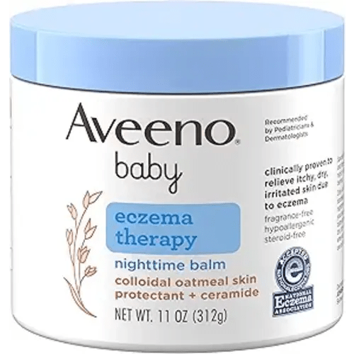 Aveeno Baby Eczema Therapy Nighttime Body Balm, Moisturizing Eczema Treatment, Ceramides, Triple Oat Complex, Soothes Dry, Itchy Skin, Hypoallergenic, Fragrance & Steroid Free, 11oz