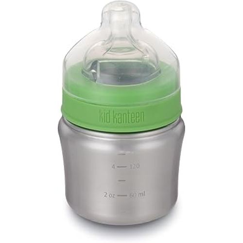 Klean Kanteen Kid Kanteen Wide Mouth Single Wall Stainless Steel Baby Bottle with Dust Cover