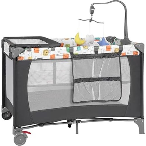 Pack and Play, Baby Bassinet Bedside Sleeper with Diaper Changer, Toddler Playard, Toddler Travel Playpen, Portable Baby Crib with Carry Bag, Easy to Install