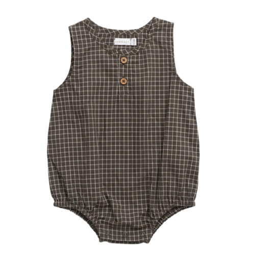Organic Cotton Archie Playsuit - Coffee Grid – Jamie Kay USA