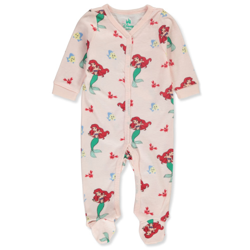 Disney The Little Mermaid Baby Girls' Footed Coveralls - pink, 3 - 6 months (Newborn)