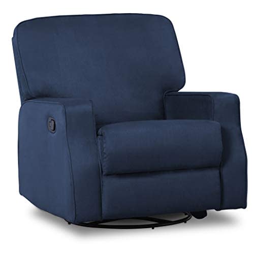 Delta Children Caleb Nursery Recliner Glider Swivel Chair, Navy