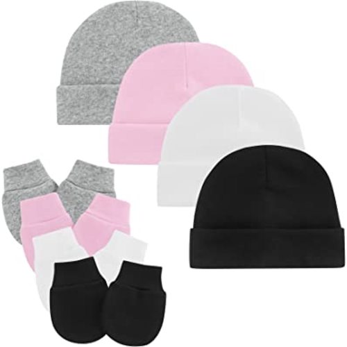 Zando Baby Hats and Mittens Unisex Infant Beanie Caps Newborn Hospital Hat with Scratch Mitten Set for Baby Boys Grils Hats