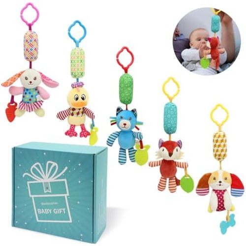 BLOOBLOOMAX Sock rattles for Babies 0-24 Months Baby Animal Foot Finder Educational Toys