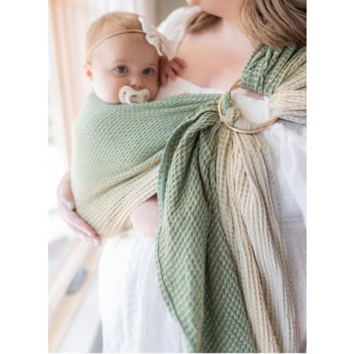 Summer Green Woven Waffle Ring Sling Baby & Toddler Carrier | LoveHeld