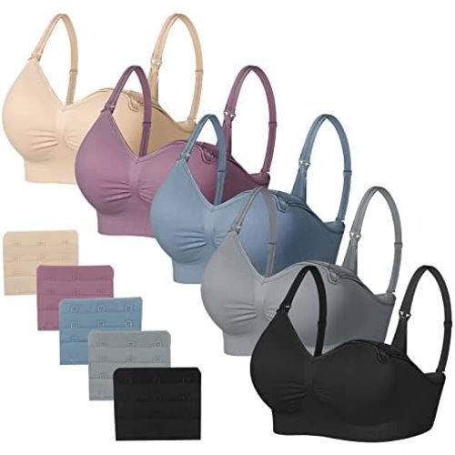 JAMRID Sleeping Nursing Bras for Breastfeeding Maternity Bras for Pregnancy Pumping Bra Underwear with Extra Extenders